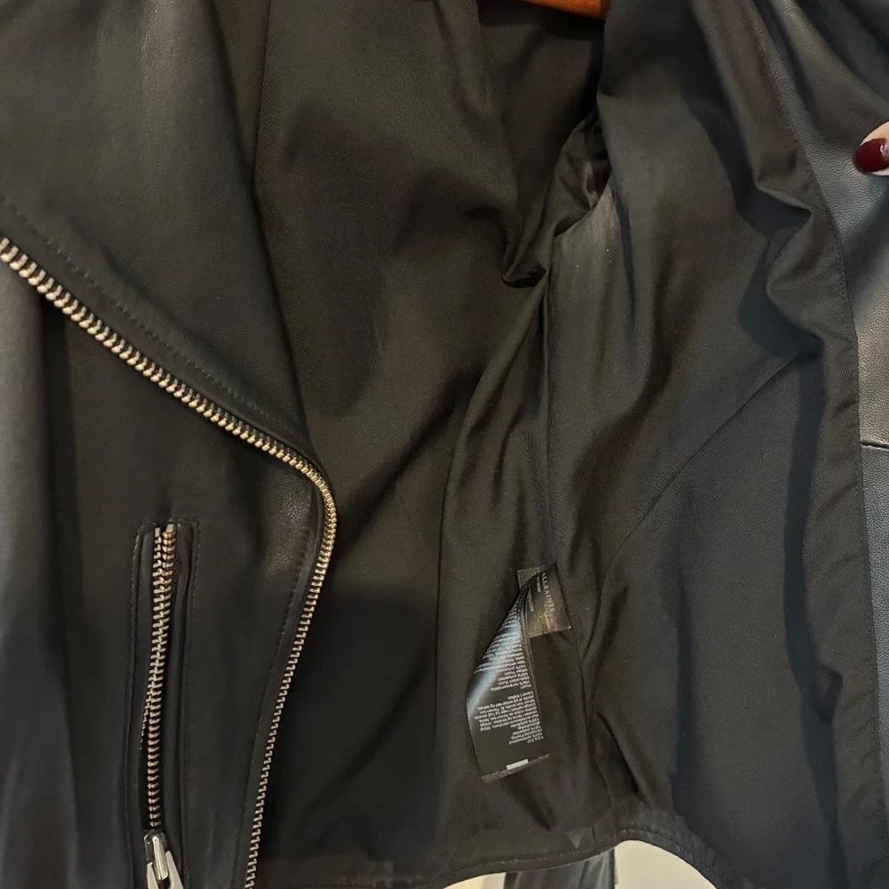 All Saints Leather Balfern Biker Jacket Size 0 - Picture 4 of 6